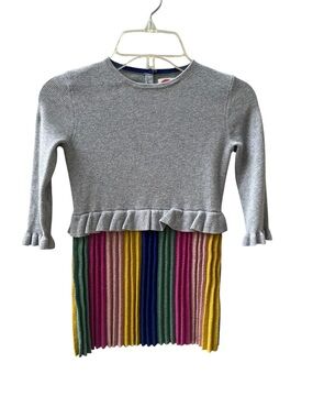 Mini Boden Sparkle Rainbow Stripe Long Sleeve Sweater Dress Girl’s 3-4 Years